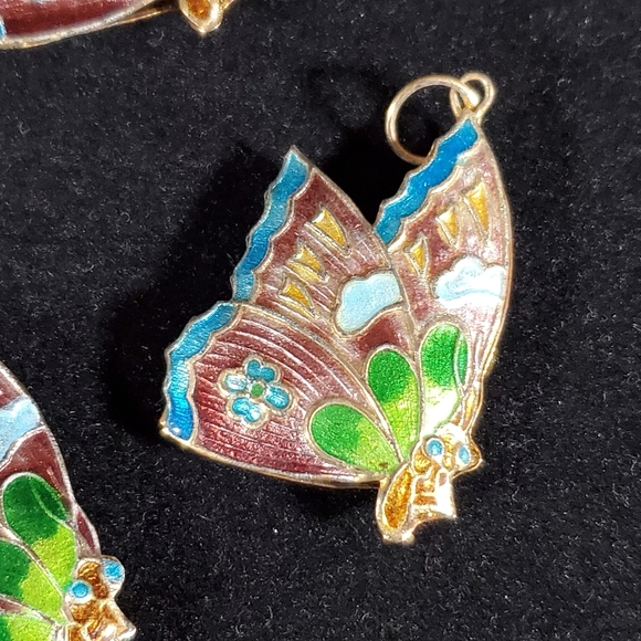 Enameled Butterfly Pendants - Picture 6 of 6